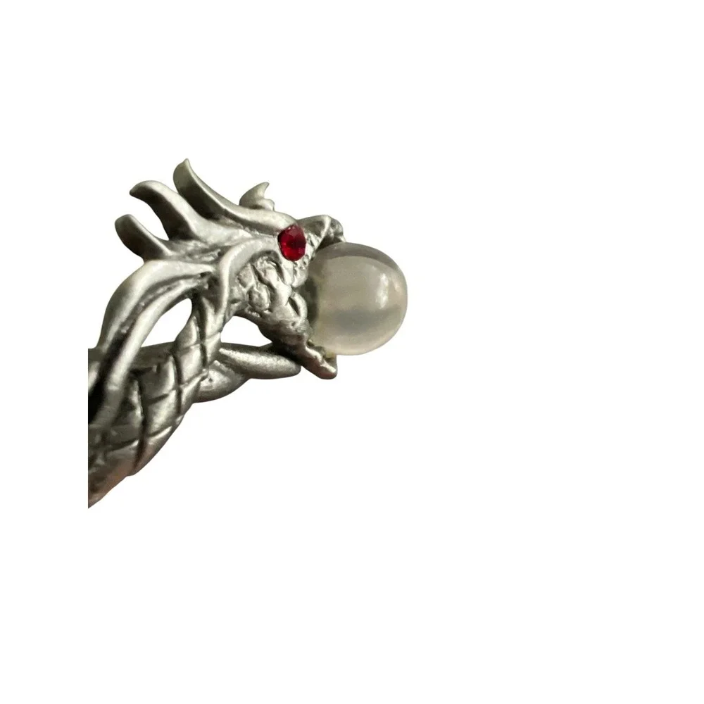 Vtg Serpentine Dragon & Wizard Sword Pewter Tone Pin Medieval Gothic JJ Jonette‎